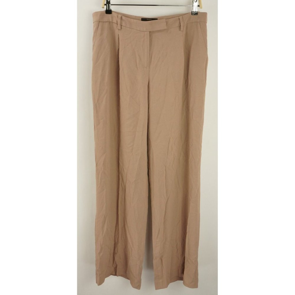 New SEVENTY Womens EU 48 US 32 Mauve Acetate Viscose Chiffon Pleat Wide Leg Pant